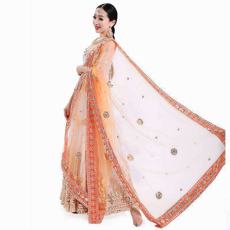 Yiman Indian Sari Scarf Mesh Embroidery Georgette Dubada Exotic Style