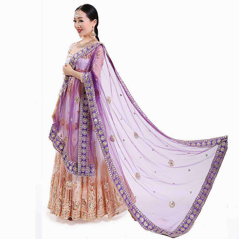 Yiman Indian Sari Scarf Mesh Embroidery Georgette Dubada Exotic Style