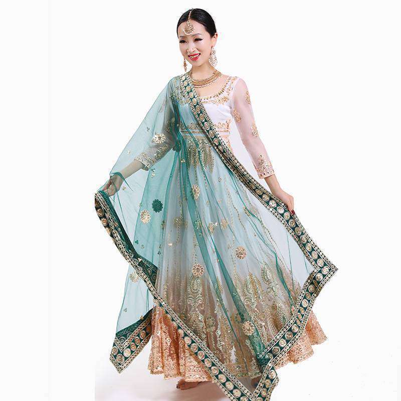 Yiman Indian Sari Scarf Mesh Embroidery Georgette Dubada Exotic Style