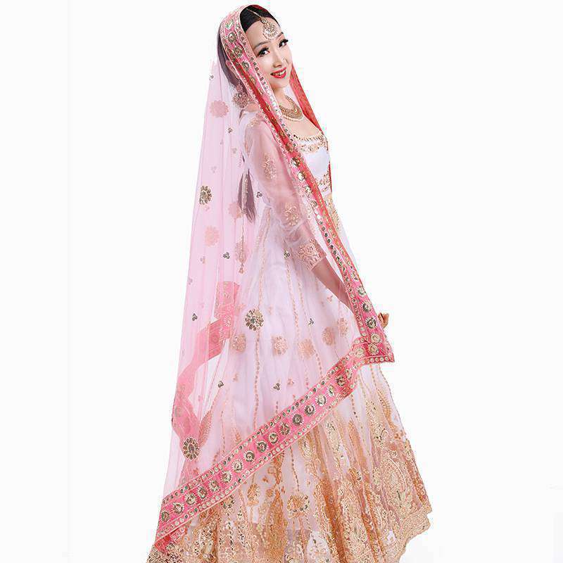 Yiman Indian Sari Scarf Mesh Embroidery Georgette Dubada Exotic Style