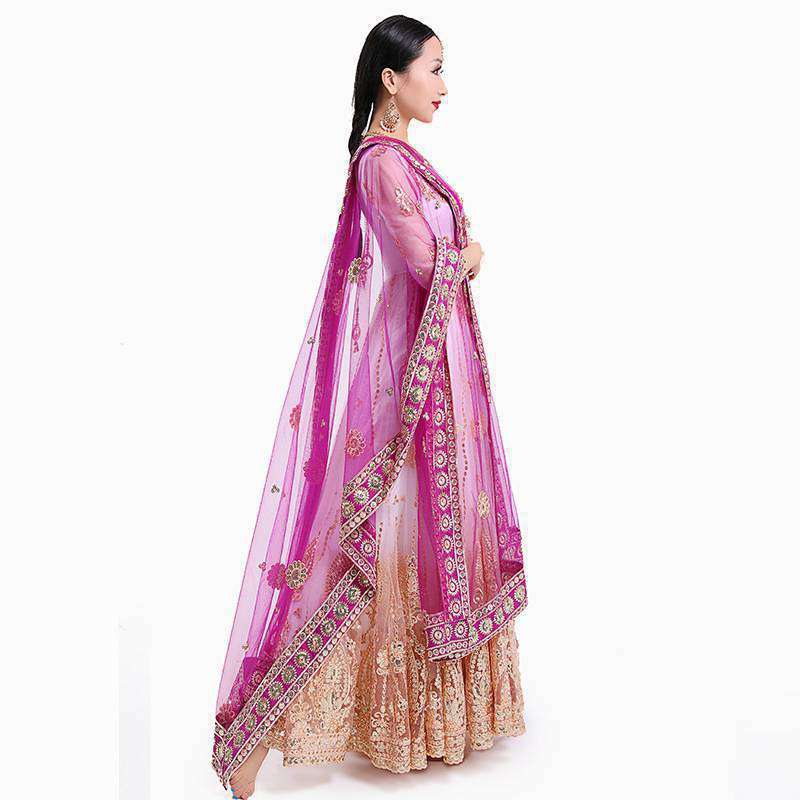 Yiman Indian Sari Scarf Mesh Embroidery Georgette Dubada Exotic Style