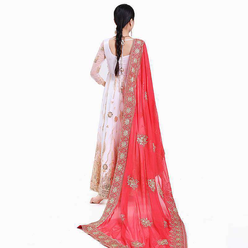 Yiman Indian Sari Scarf Mesh Embroidery Georgette Dubada Exotic Style