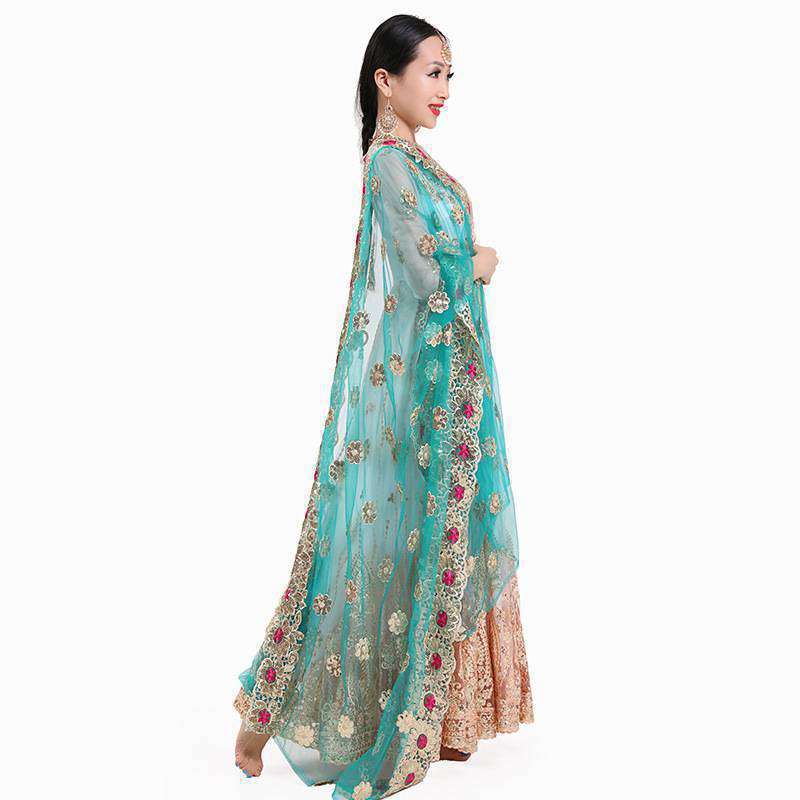 Yiman Indian Sari Scarf Mesh Embroidery Georgette Dubada Exotic Style