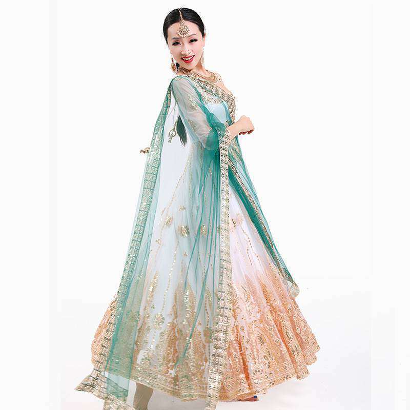 Yiman Indian Sari Scarf Mesh Embroidery Georgette Dubada Exotic Style