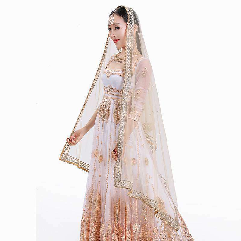 Yiman Indian Sari Scarf Mesh Embroidery Georgette Dubada Exotic Style