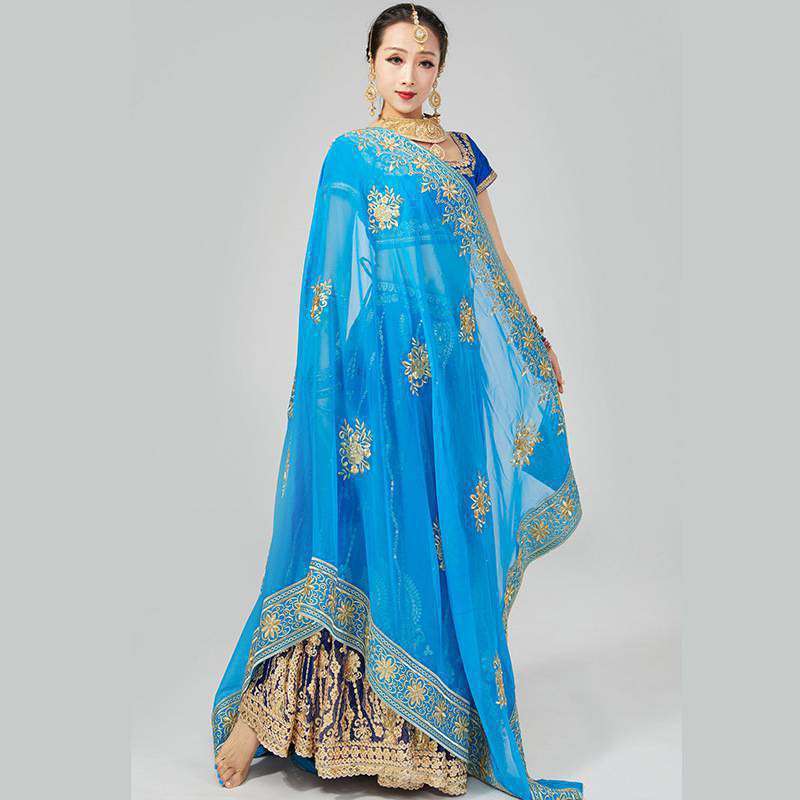Yiman Indian Sari Scarf Mesh Embroidery Georgette Dubada Exotic Style