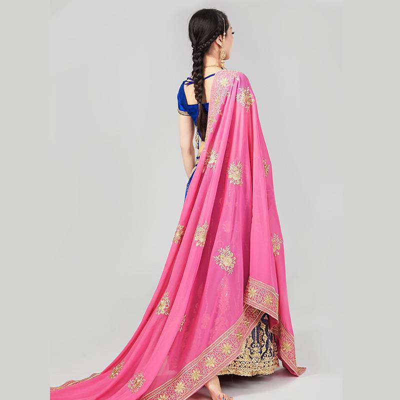 Yiman Indian Sari Scarf Mesh Embroidery Georgette Dubada Exotic Style