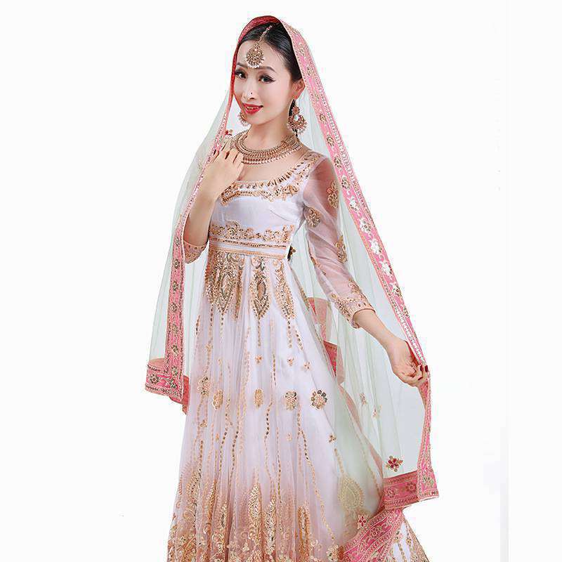 Yiman Indian Sari Scarf Mesh Embroidery Georgette Dubada Exotic Style